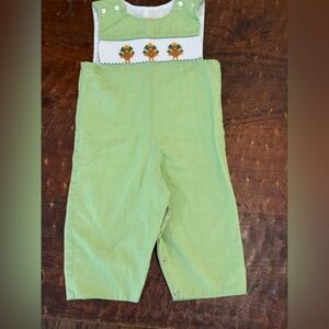 Smocked Green Gingham Thanksgiving/Turkey John John/Longall